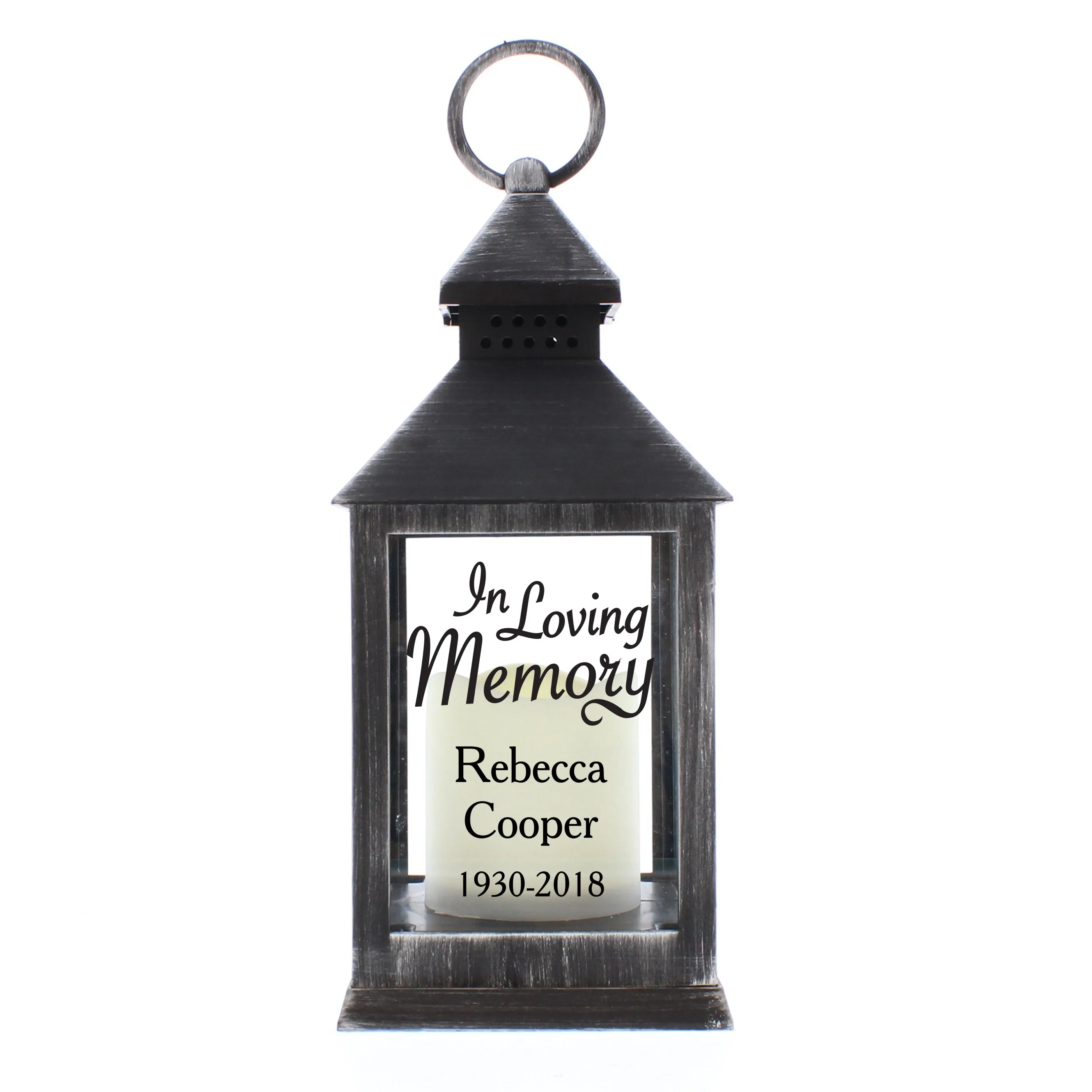 Personalised In Loving Memory Rustic Black Lantern