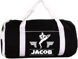 Personalized Sport/Gym Roll Duffel Bag - Martial Arts Male Black 18"