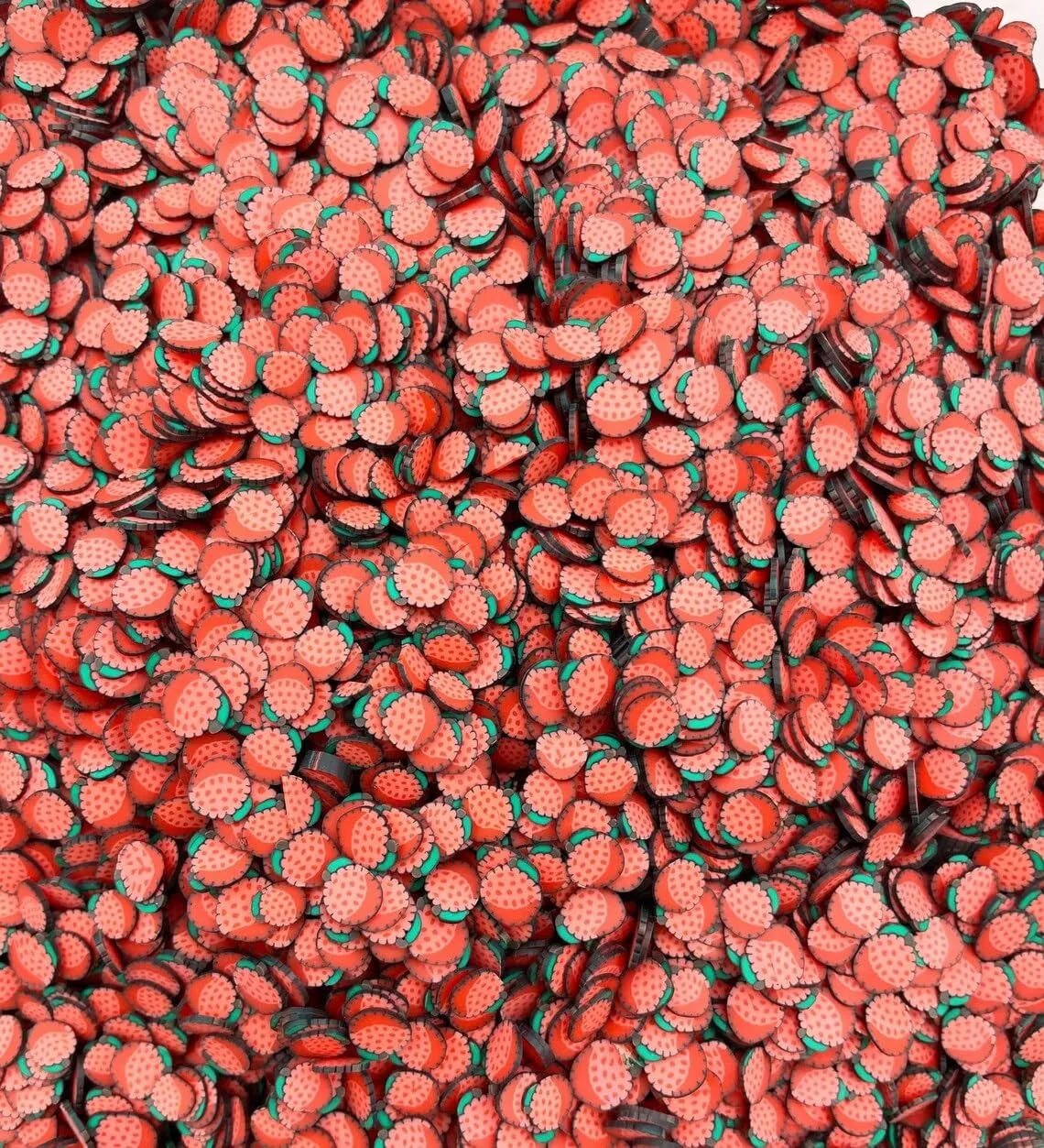 Polymer Clay Lychee and Raspberry Fruit Slices, Miniature Fake Fruit for Nail Art, Crafts, Fake Bake, Slime, Decoden (30g bag)
