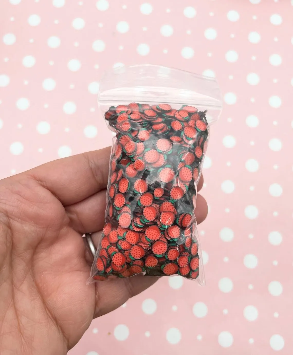 Polymer Clay Lychee and Raspberry Fruit Slices, Miniature Fake Fruit for Nail Art, Crafts, Fake Bake, Slime, Decoden (30g bag)