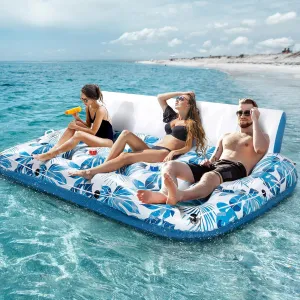 Pool Lounger Floats, Inflatable Pool Floaties Rafts Adult Extra Large Recliner Tanning Lounge Chair Water Floaty with Backrest Footrest Cup Holder for Swimming Pool Beach Lake and Vacation