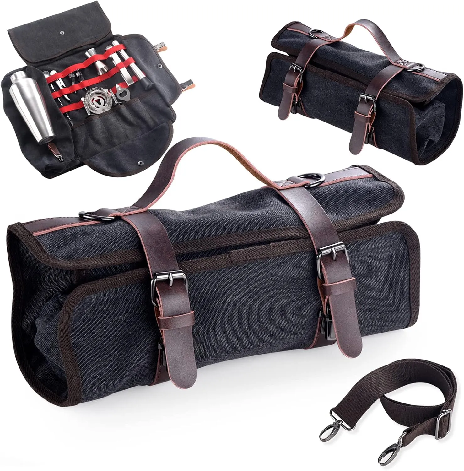 Portable Bartender Bag Travel Bartender Bag Canavs Bar Kit Bag for Carrying Bar Tools Perfect Storage (Bag Only) (Bag without Tools)