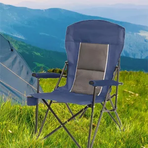 Portable Folding Chair with high Back and Cup Holder Outdoor Chair Carrying Bag, Light and Compact, Suitable for Beach, Fishing, Backyard, Picnic, Concert (Navy Blue)