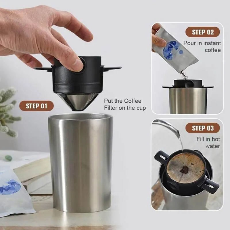 Pour Over Coffee Maker Portable Coffee Dripper Filter Foldable Mini Collapsible Paperless Serve Reusable Travel Camping