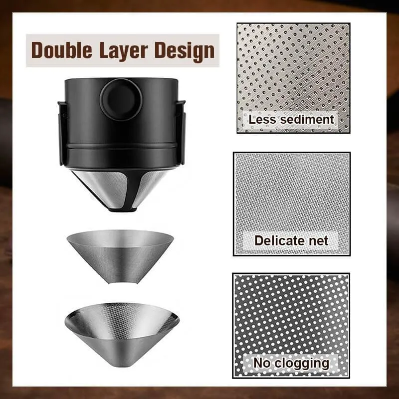Pour Over Coffee Maker Portable Coffee Dripper Filter Foldable Mini Collapsible Paperless Serve Reusable Travel Camping