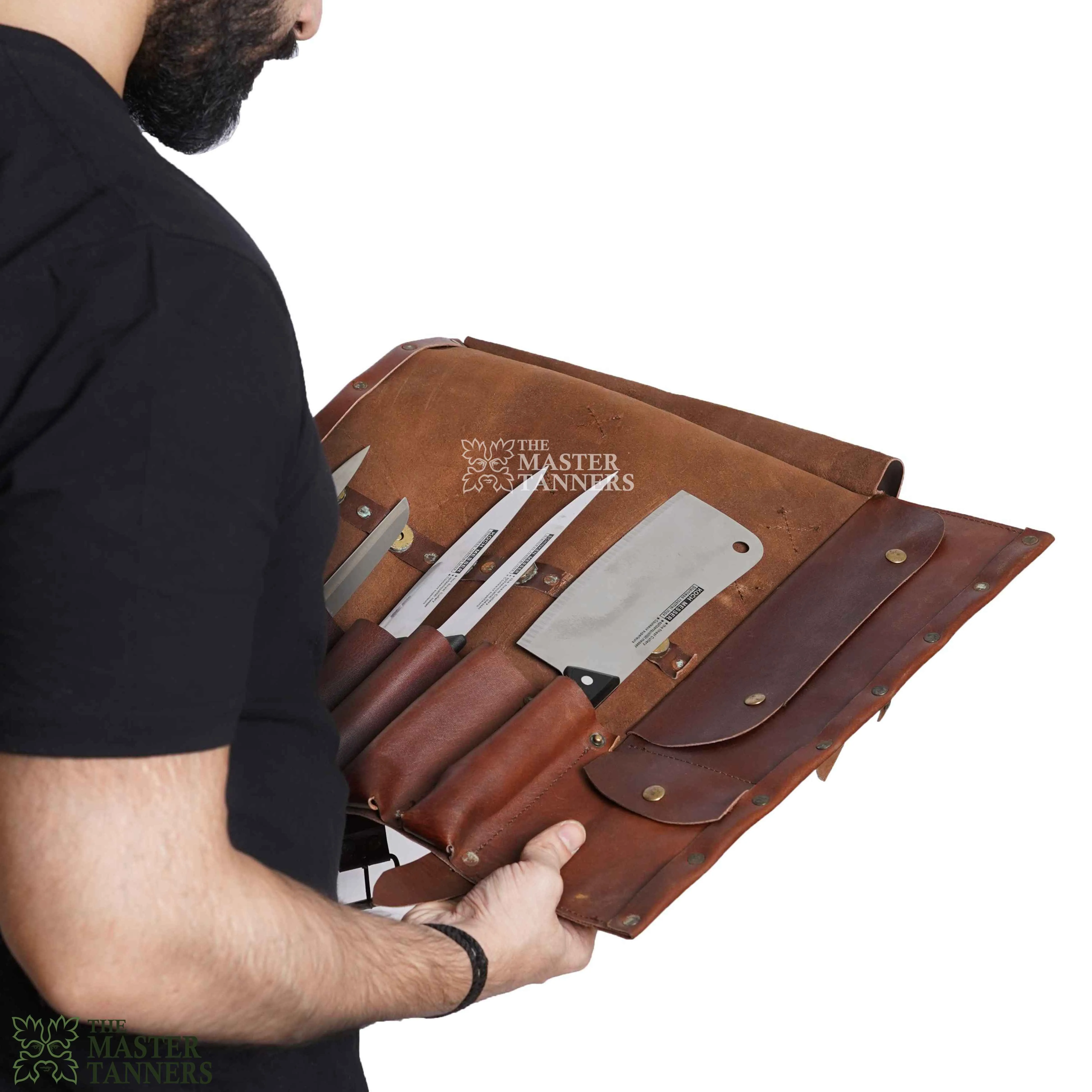 Premium Leather Knife Roll Bag