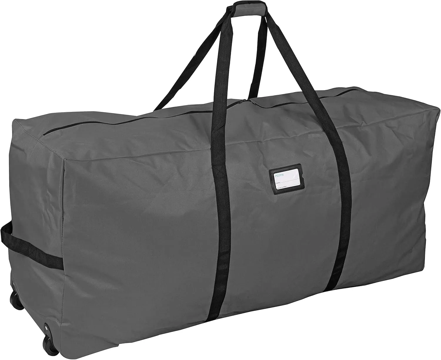 ProPik Rolling Christmas Tree Storage Bag, Fits Up to 7.5 Ft. Tall Disassembled Holiday Tree, 22" x 16" x 50", Large Heavy Duty Xmas Storage Container with 2 Wheels & Handles, 600D Oxford (Gray)