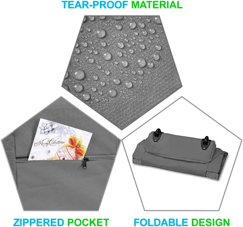 ProPik Rolling Christmas Tree Storage Bag, Fits Up to 7.5 Ft. Tall Disassembled Holiday Tree, 22" x 16" x 50", Large Heavy Duty Xmas Storage Container with 2 Wheels & Handles, 600D Oxford (Gray)