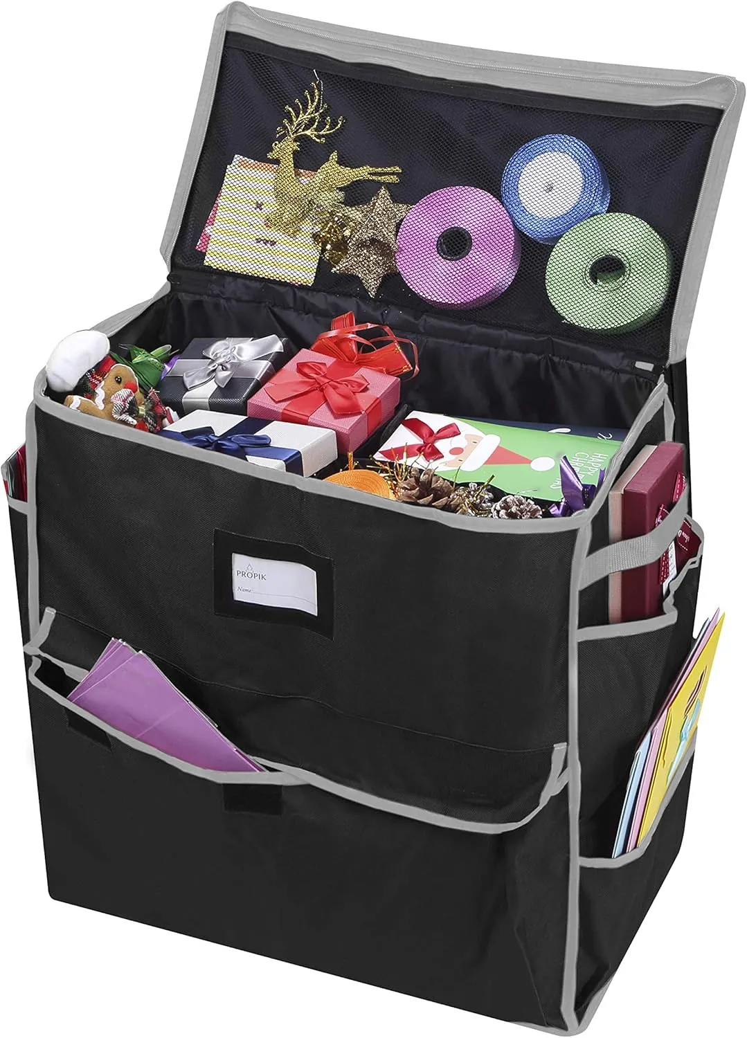 ProPik Unique Holiday Storage Organizer for Gift Bag and Wrapping Accessories (Black)