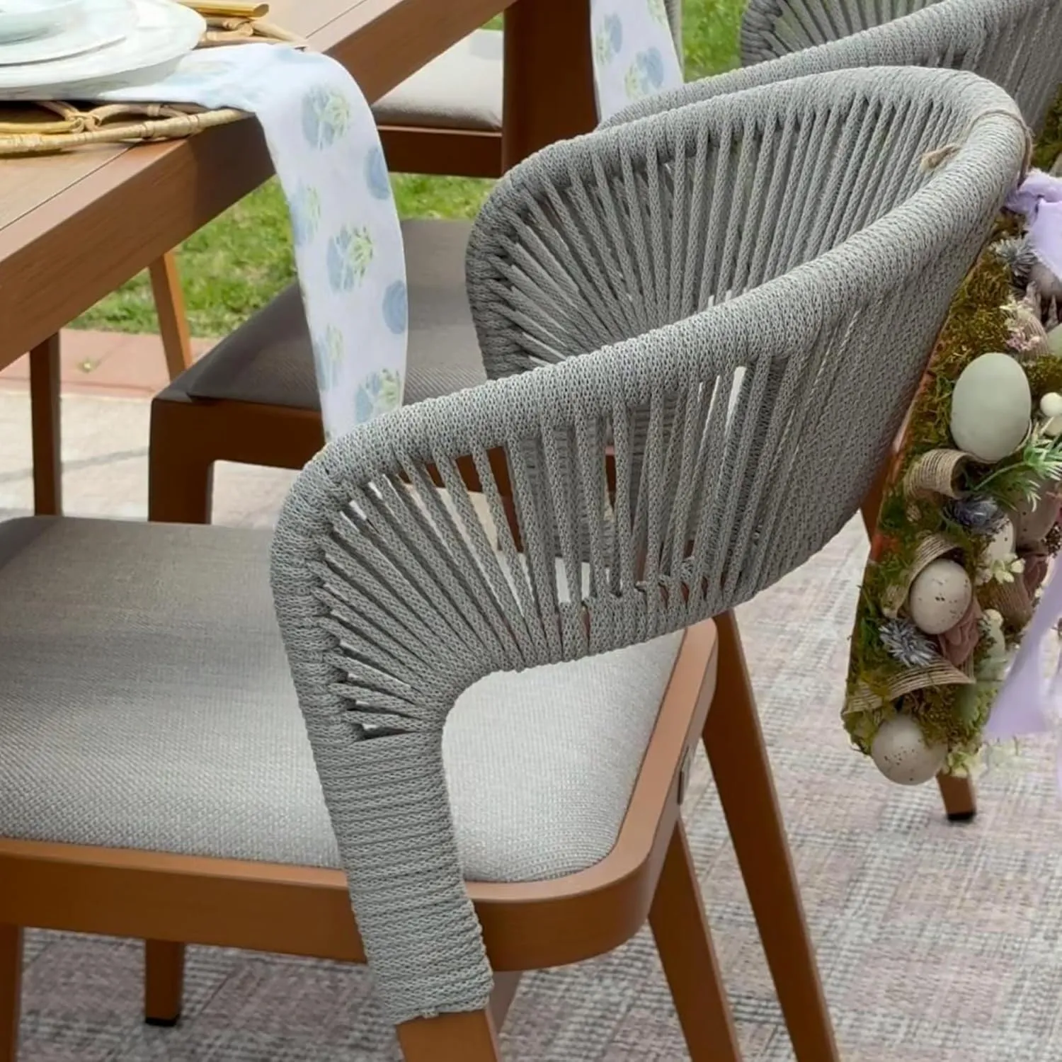 PURPLE LEAF 9 Pieces Outdoor Dining Set Patio Furniture Set Aluminum Rattan Wicker Patio Table and Chairs Set for Lawn Backyard Deck Brown