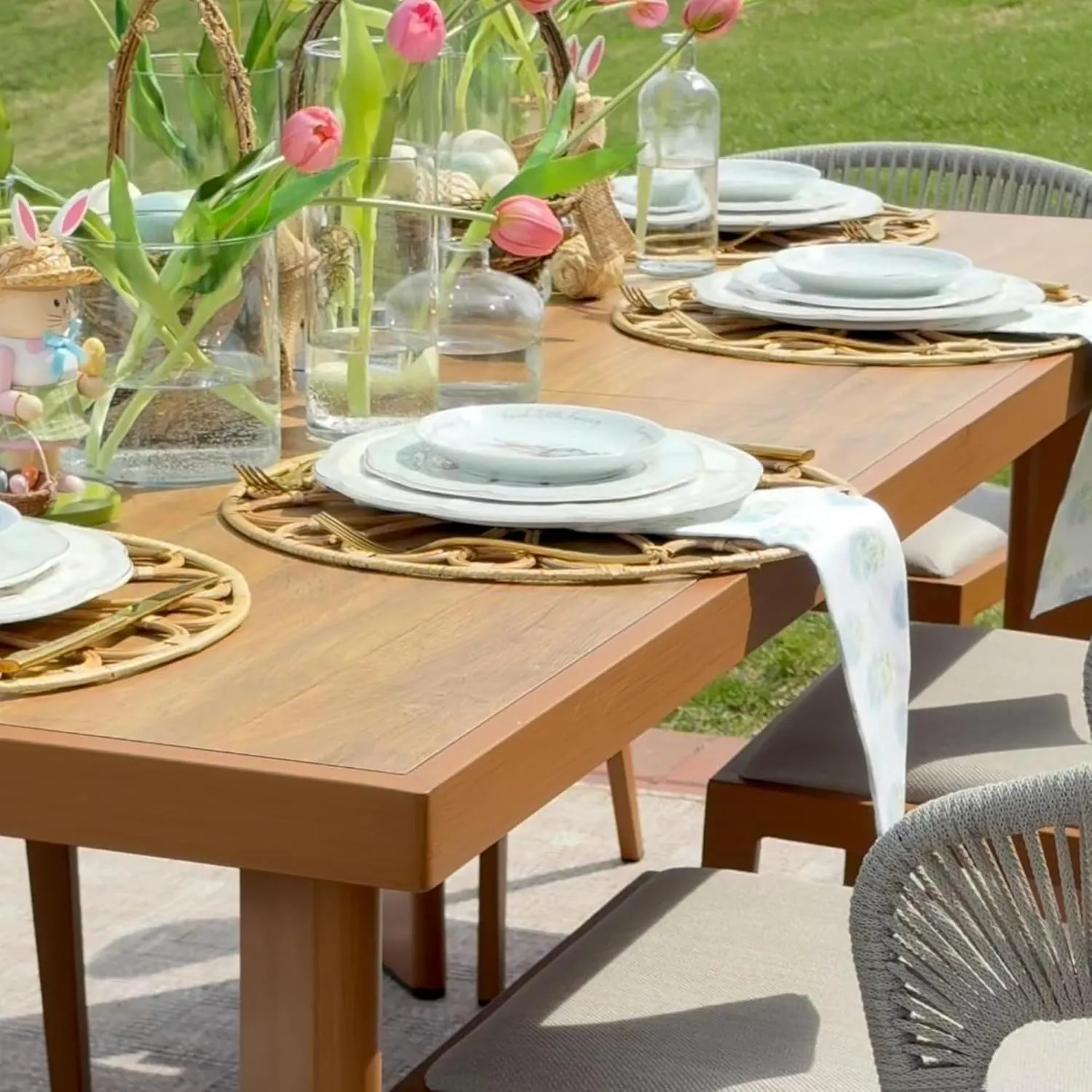 PURPLE LEAF 9 Pieces Outdoor Dining Set Patio Furniture Set Aluminum Rattan Wicker Patio Table and Chairs Set for Lawn Backyard Deck Brown