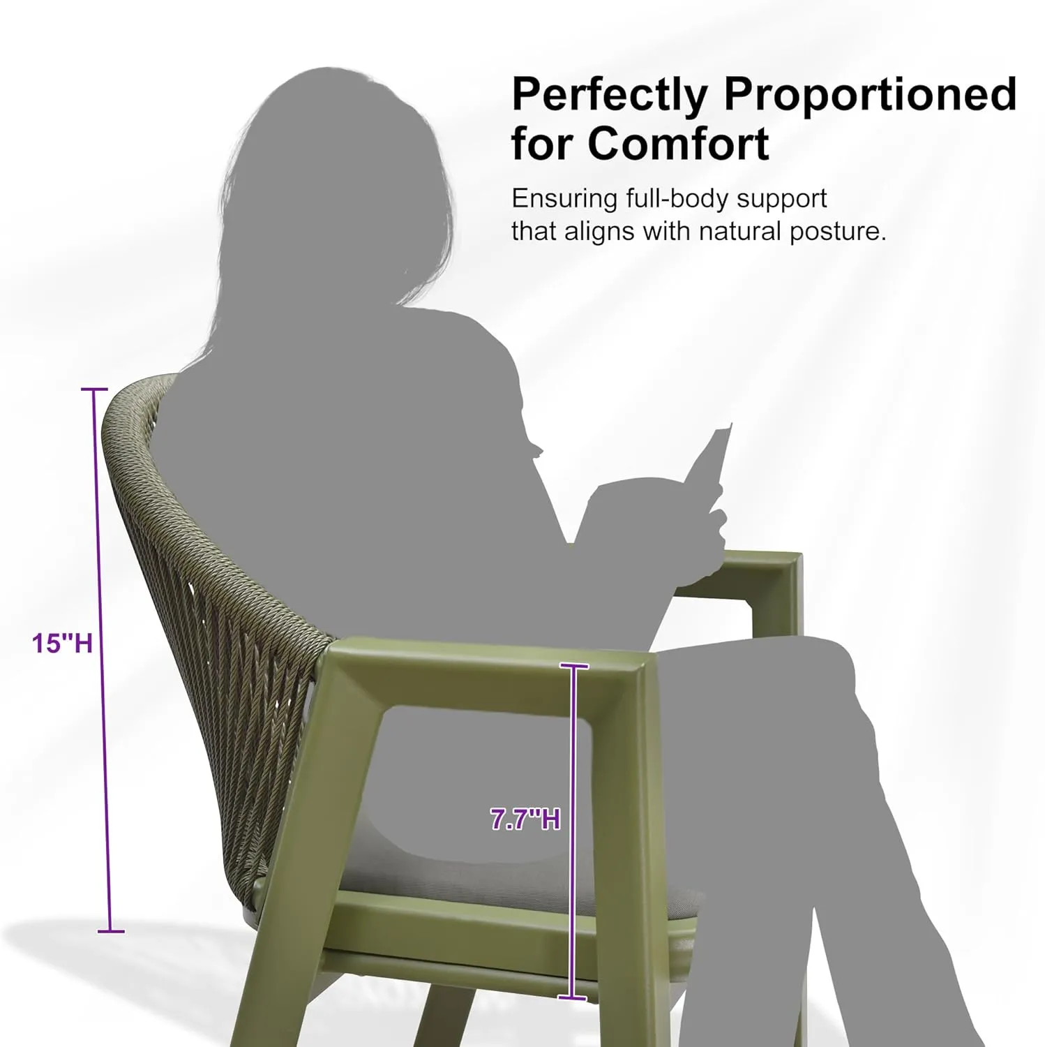 PURPLE LEAF Outdoor Bar Stools Set of 2 - Wicker Woven Height Chairs, Aluminum Barstool for Patio Kitchen Island Lawn, Green