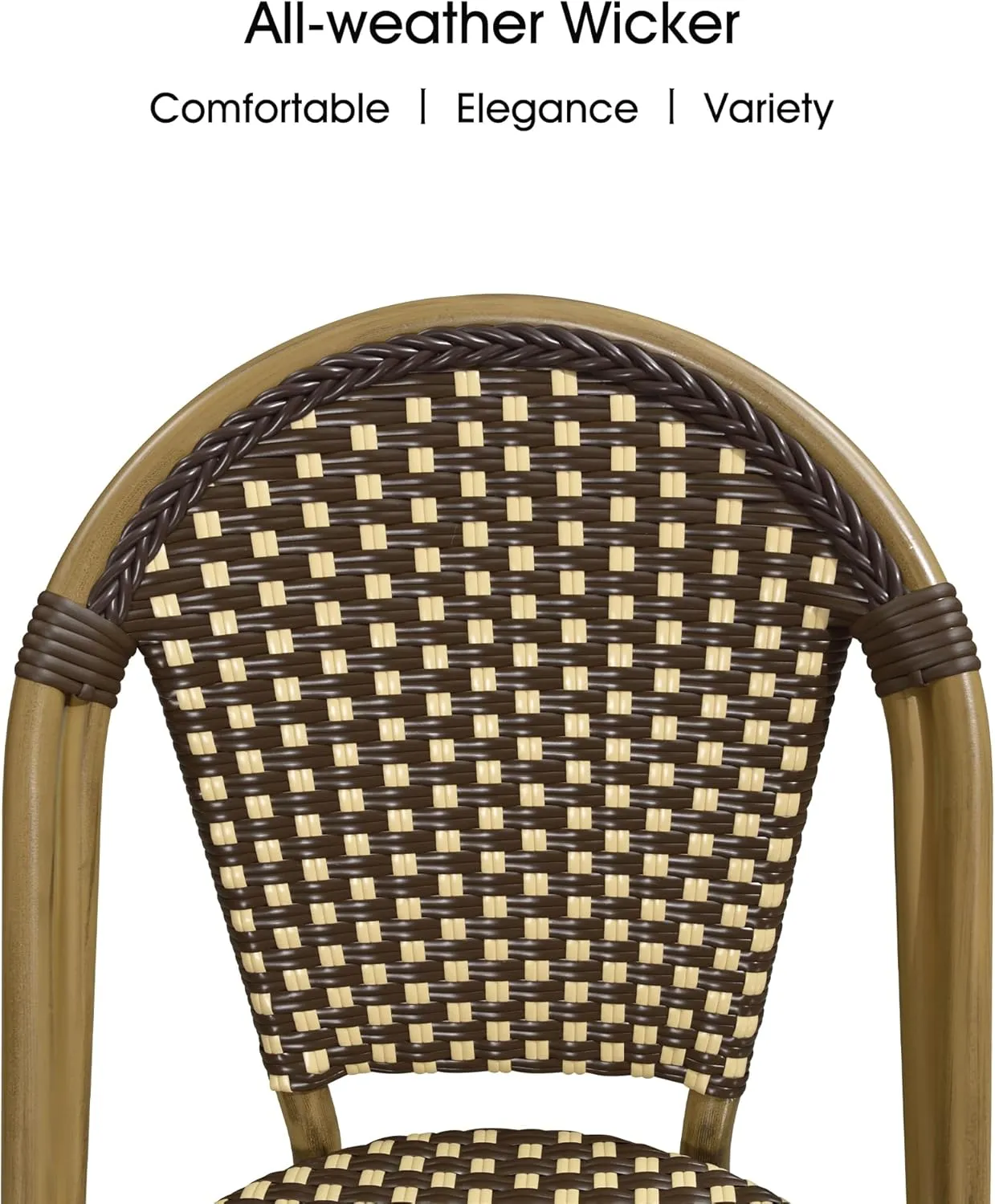 PURPLE LEAF Outdoor Dining Chair Set of 4 Aluminum Wicker Rattan Chairs for Garden Kitchen Backyard Porch Bamboo Print Finish Patio Chairs Brown French Bistro Chairs