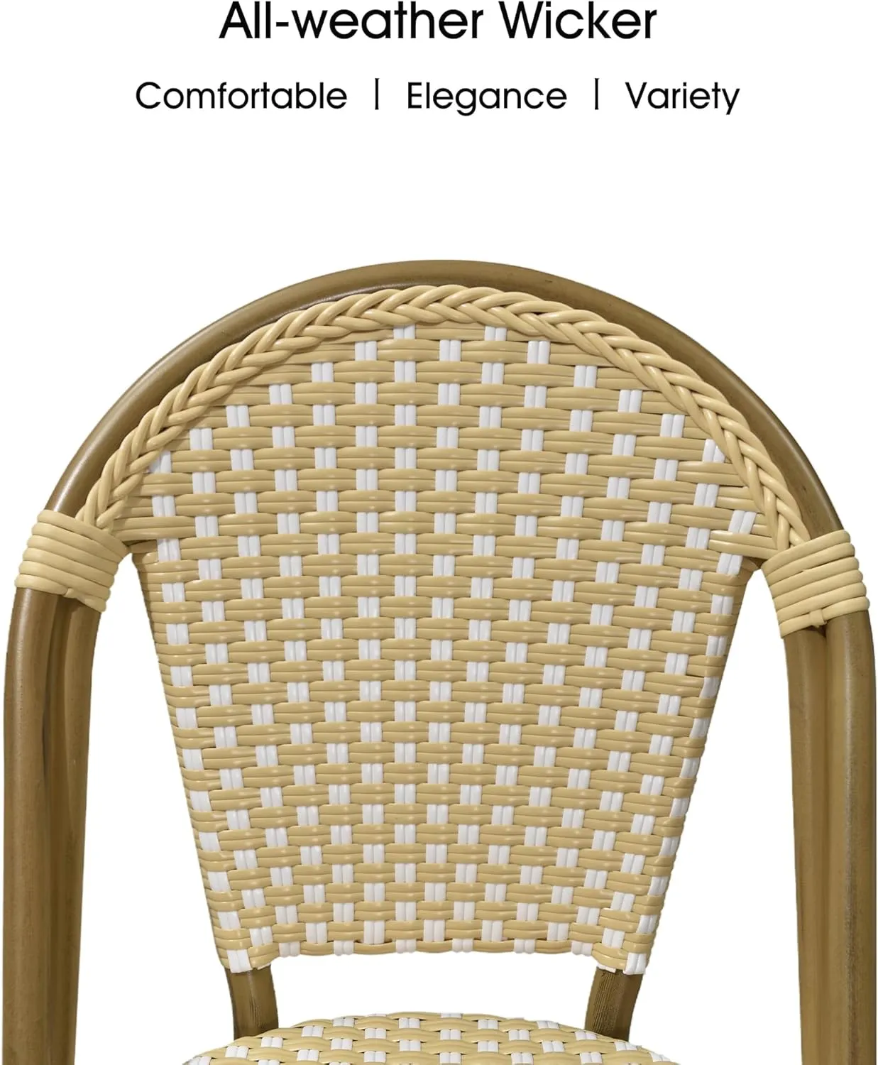 PURPLE LEAF Outdoor Dining Chair Set of 4 Rattan Chairs for Garden Kitchen Porch Bamboo Print Finish Patio Chairs Cream Yellow French Bistro Chairs