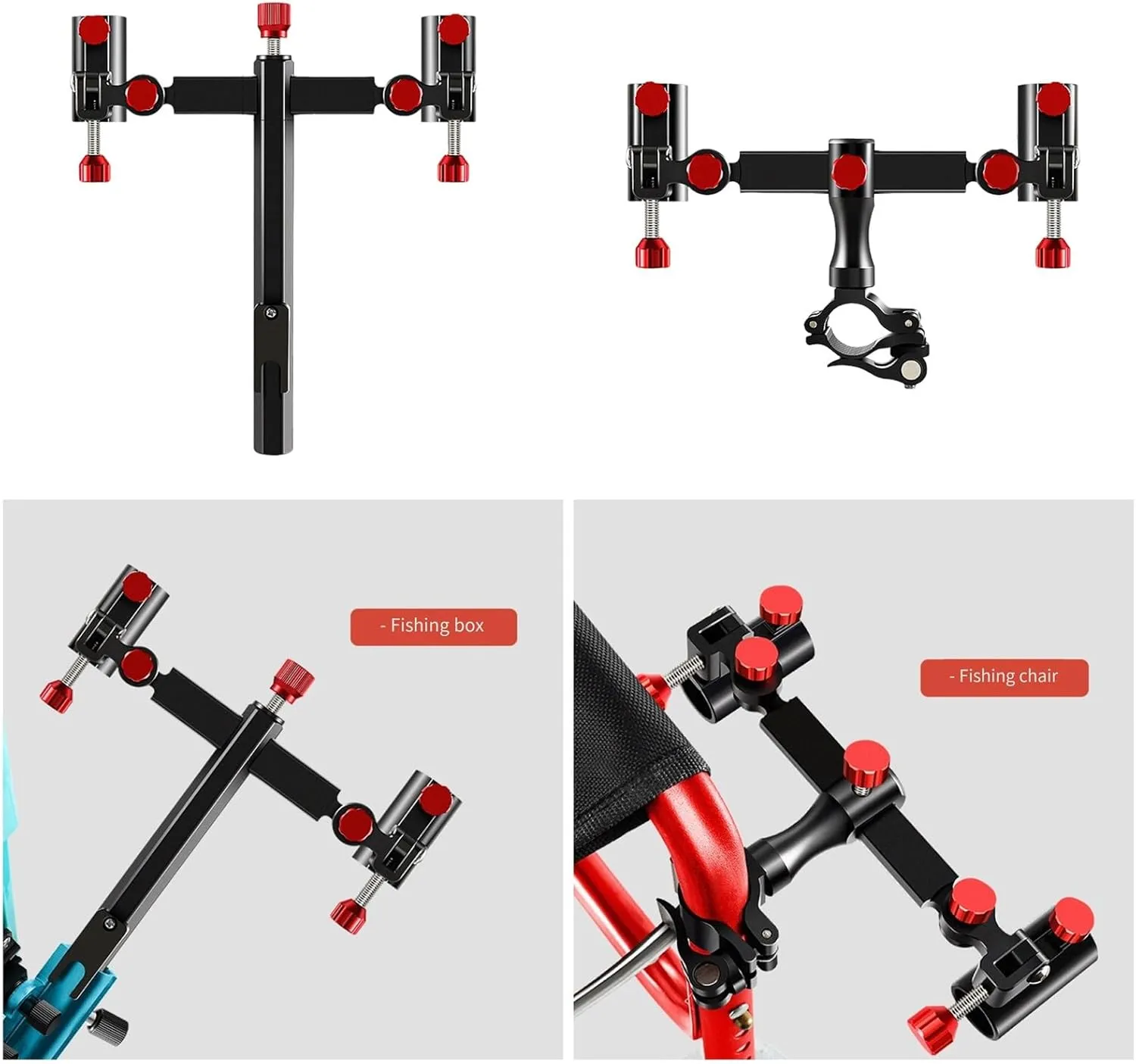 QINGFAN Fishing Rod Holder Adjustable Rotating Bracket Double Fortresses Bracket Fishing Tackle Accessories Easy to Use