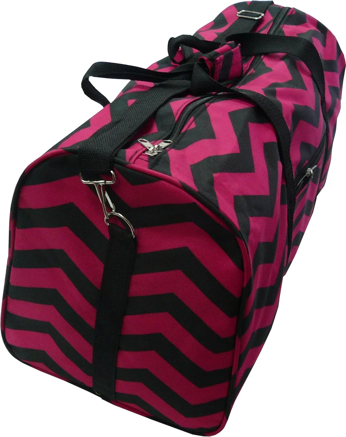 ""TOP PACK"" 22"" Women Fashion Print Duffel Bag (Chevron-Burgundy/Black)