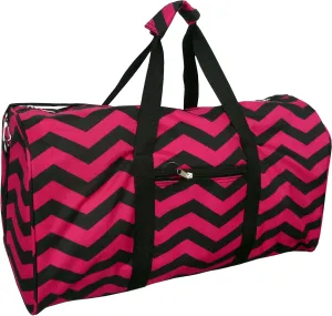 ""TOP PACK"" 22"" Women Fashion Print Duffel Bag (Chevron-Burgundy/Black)