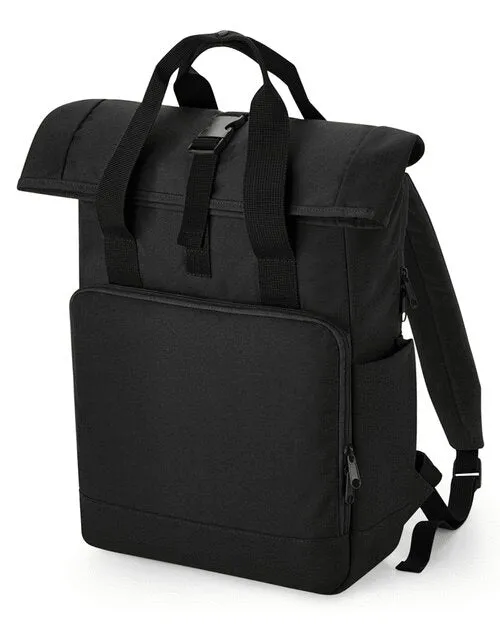 RECYCLED TWIN HANDLE ROLL TOP LAPTOP BACKPACK - BAGBASE