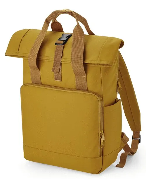 RECYCLED TWIN HANDLE ROLL TOP LAPTOP BACKPACK - BAGBASE