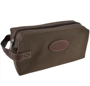 RED X Mens Classic Travel Faux Suede Framed Top Frame Washbag, Brown, Washbag