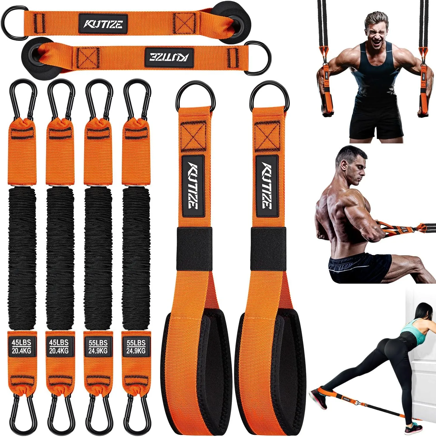 Resistance Bands, Exercise Bands with Handles, Door Anchor, Heavy-Duty Tricep Workout Equipment for Pushdowns, Bicep Curls, Face Pulls, Home Gym Equipment Training for Back, Abs, Triceps, Biceps, Arms