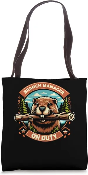 Retro Beaver Branch Manager on Duty Funny Tote Bag