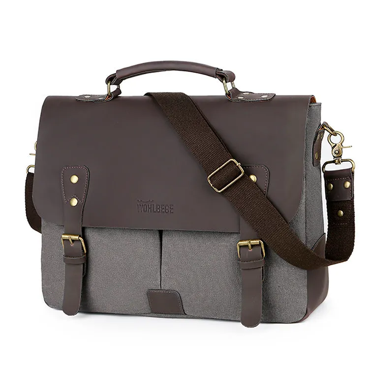 Retro Diagonal Canvas Style Computer Briefcase / Handbag / Shoulder Bag