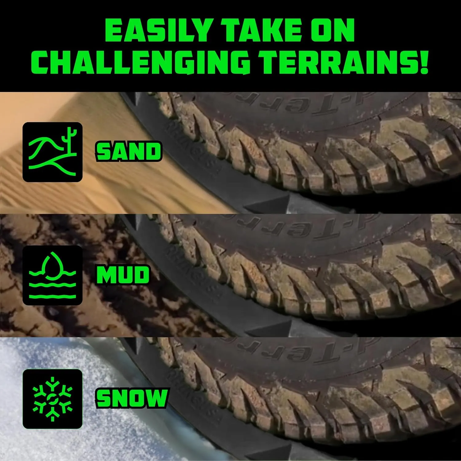 Rhino USA Off-Road Recovery Traction Boards - 2 Pack Ultimate Tire Traction Mountable Mats for 4X4 Vehicles in Sand, Mud & Snow. Heavy Duty Zipper Carry Bag and Leashes Included - (Black)