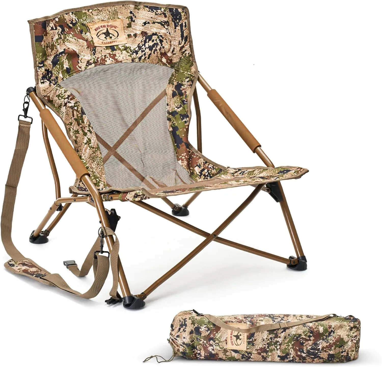 Rig'Em Right Waterfowl Turkey Hunting Go Seat with Steel Frame and Carrying Straps, Gore Optifade Subalpine
