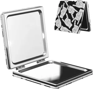 Rock and Roll Gesture Small Makeup Mirror Portable Travel Cosmetic Mirror Folding Small Pocket Mirror