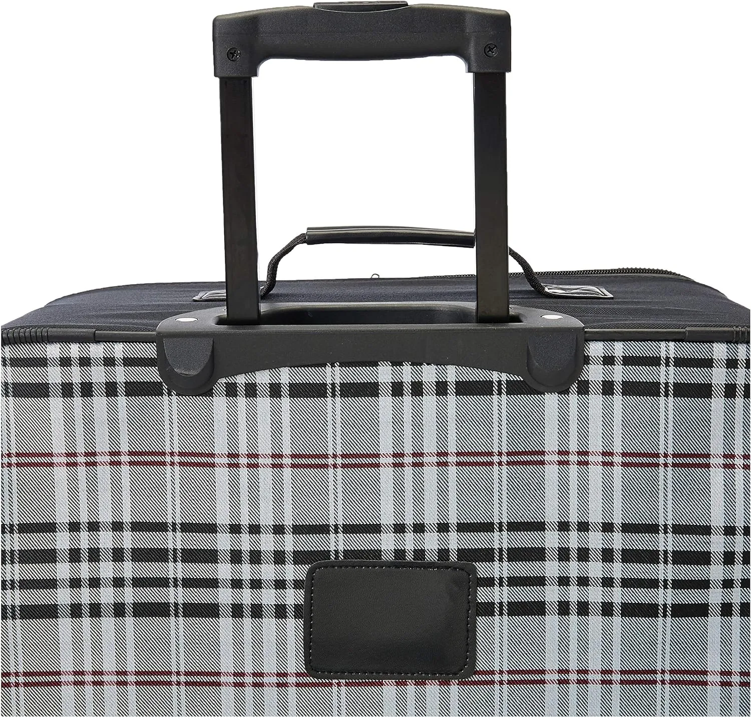 Rockland Fashion Softside Upright Luggage Set, Telescoping Handles, Black Plaid, 4-Piece (14/19/24/28)