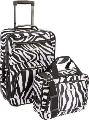 Rockland Fashion Softside Upright Luggage Set,Expandable, Zebra, 2-Piece (14/19)