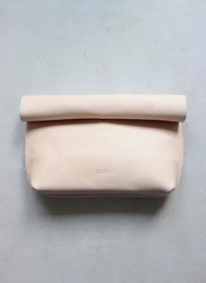 Roll top clutch nude