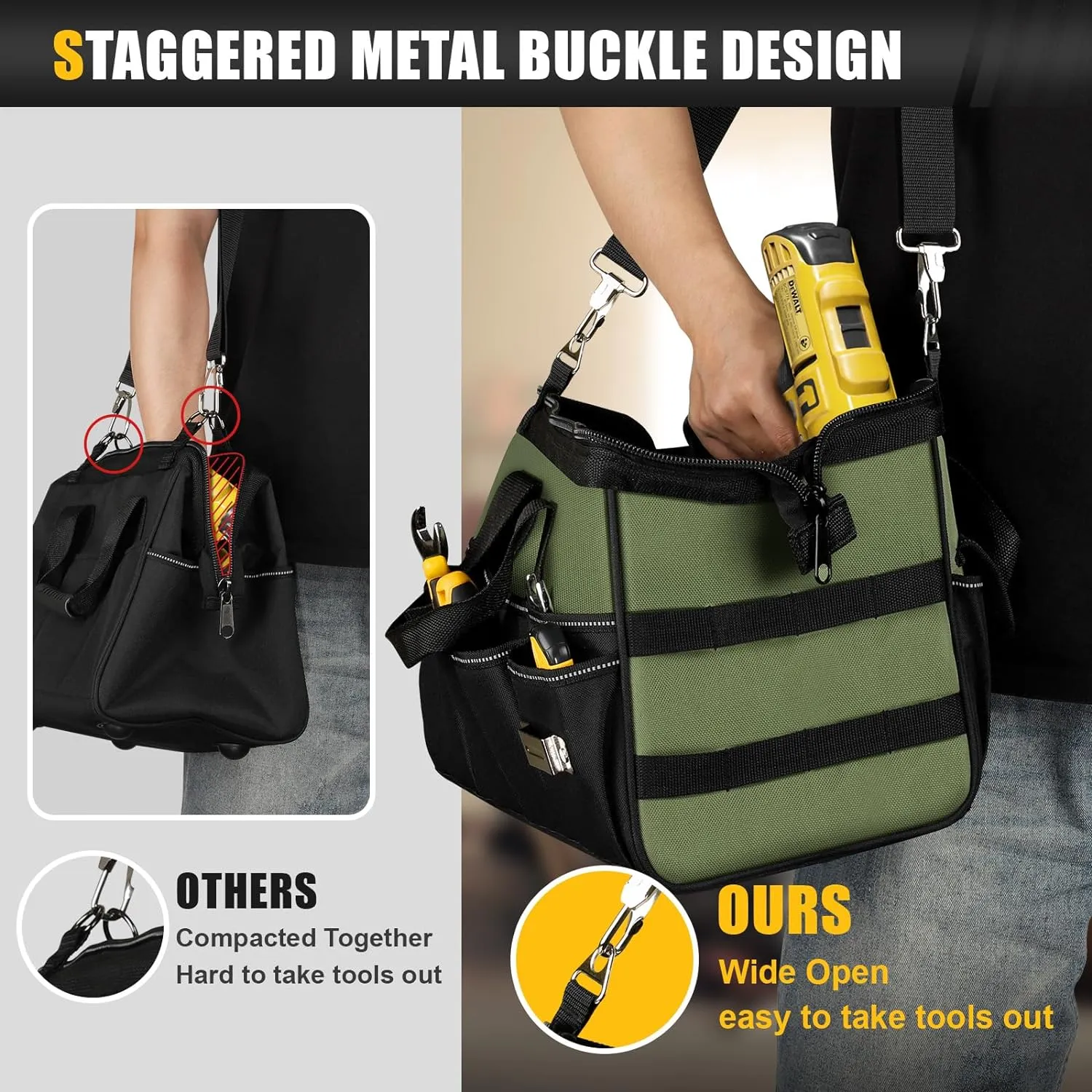 Royaleva Heavy Duty Open Tools Tote Bag with 16 Pockets