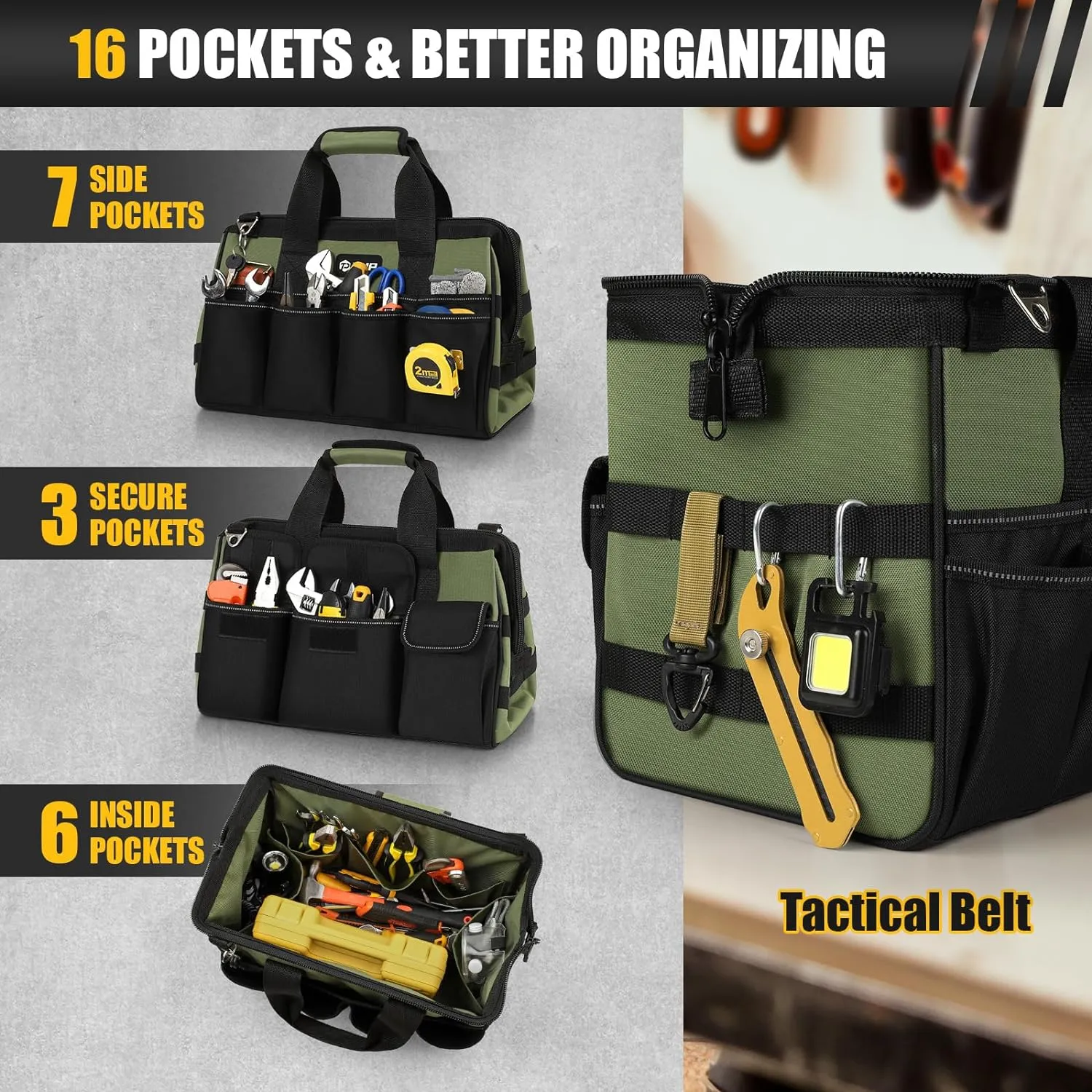 Royaleva Heavy Duty Open Tools Tote Bag with 16 Pockets