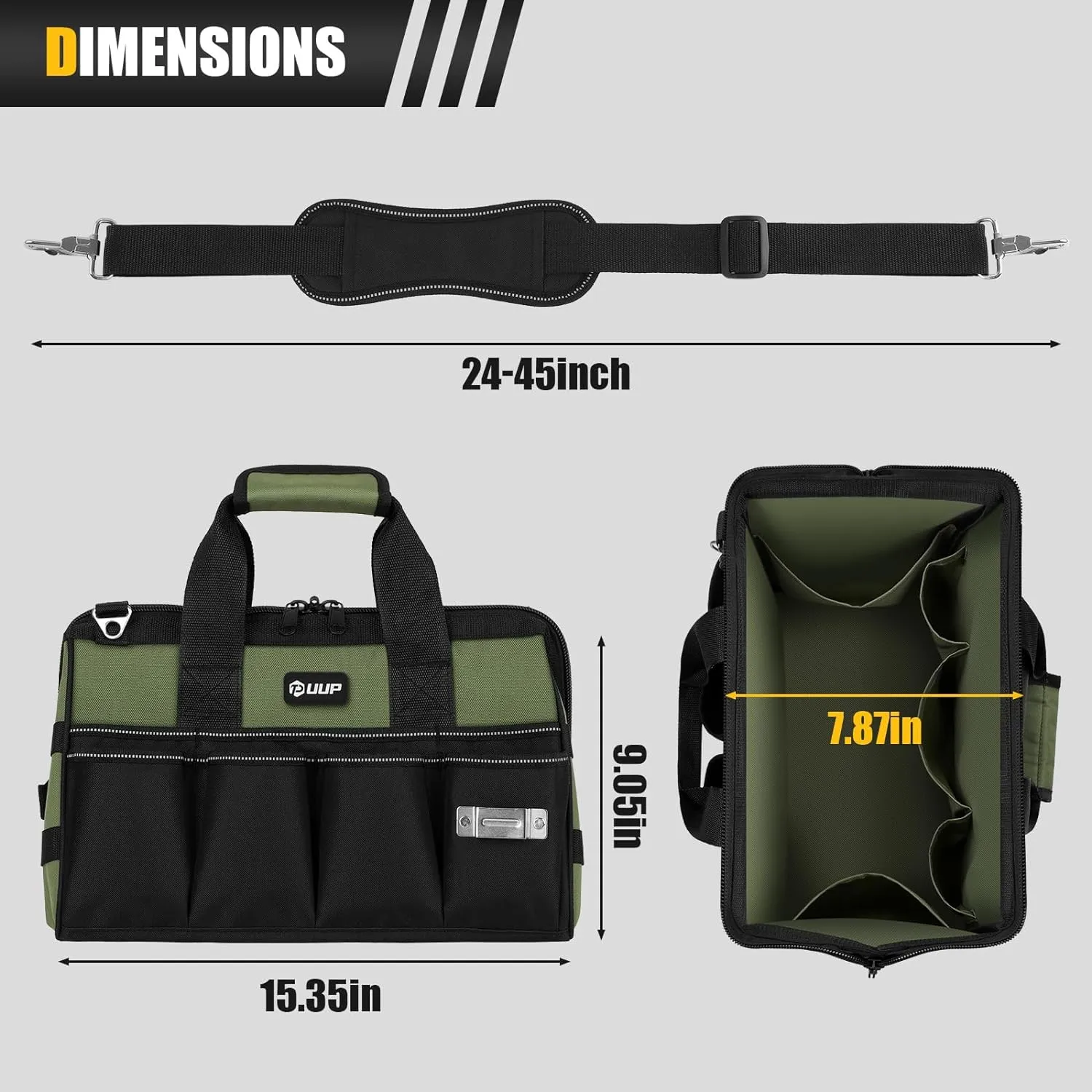 Royaleva Heavy Duty Open Tools Tote Bag with 16 Pockets