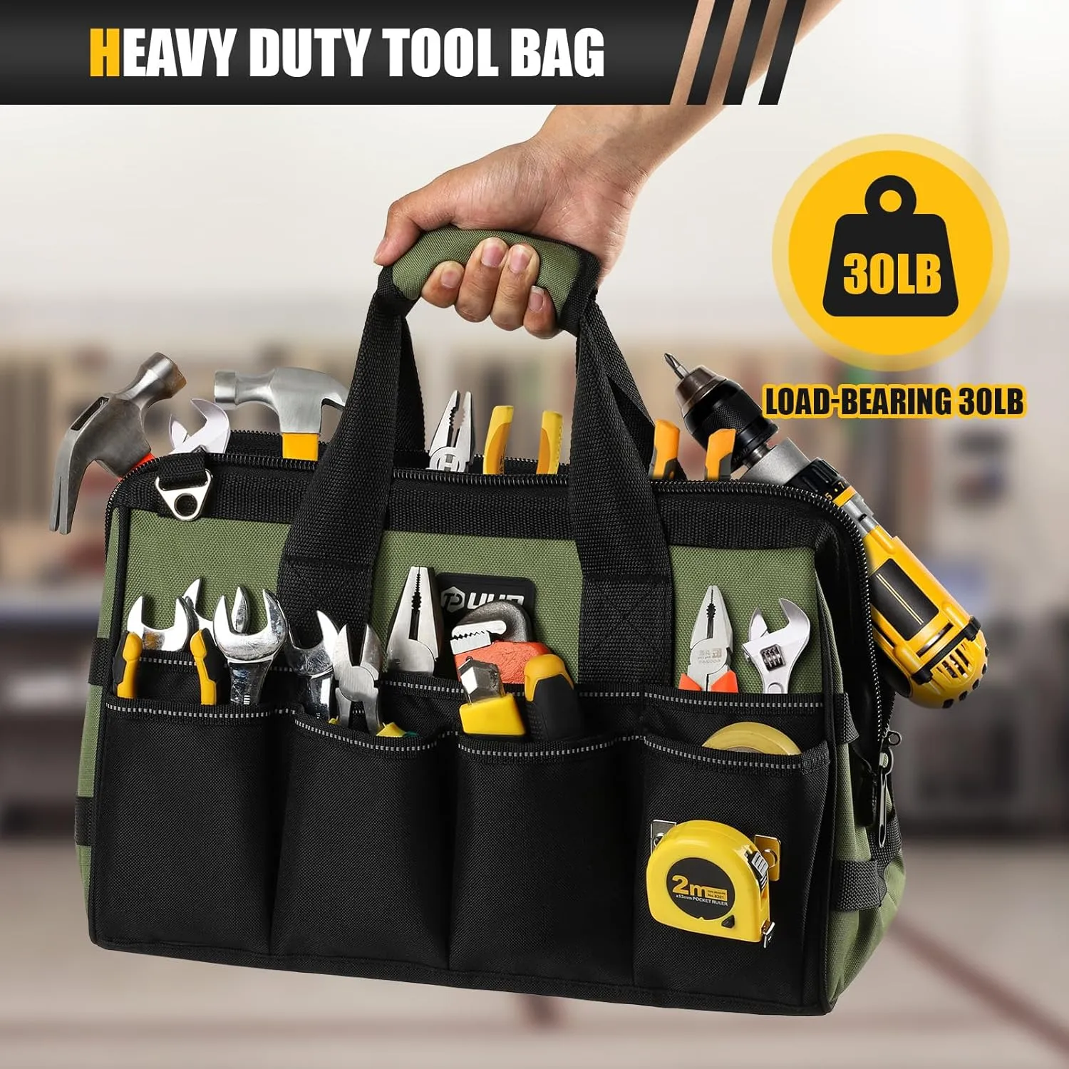Royaleva Heavy Duty Open Tools Tote Bag with 16 Pockets