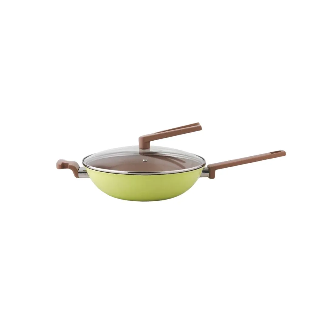 Safico Pro Aluminium Nonstick Ceramic Induction Usable Wokpan With Standable Handle