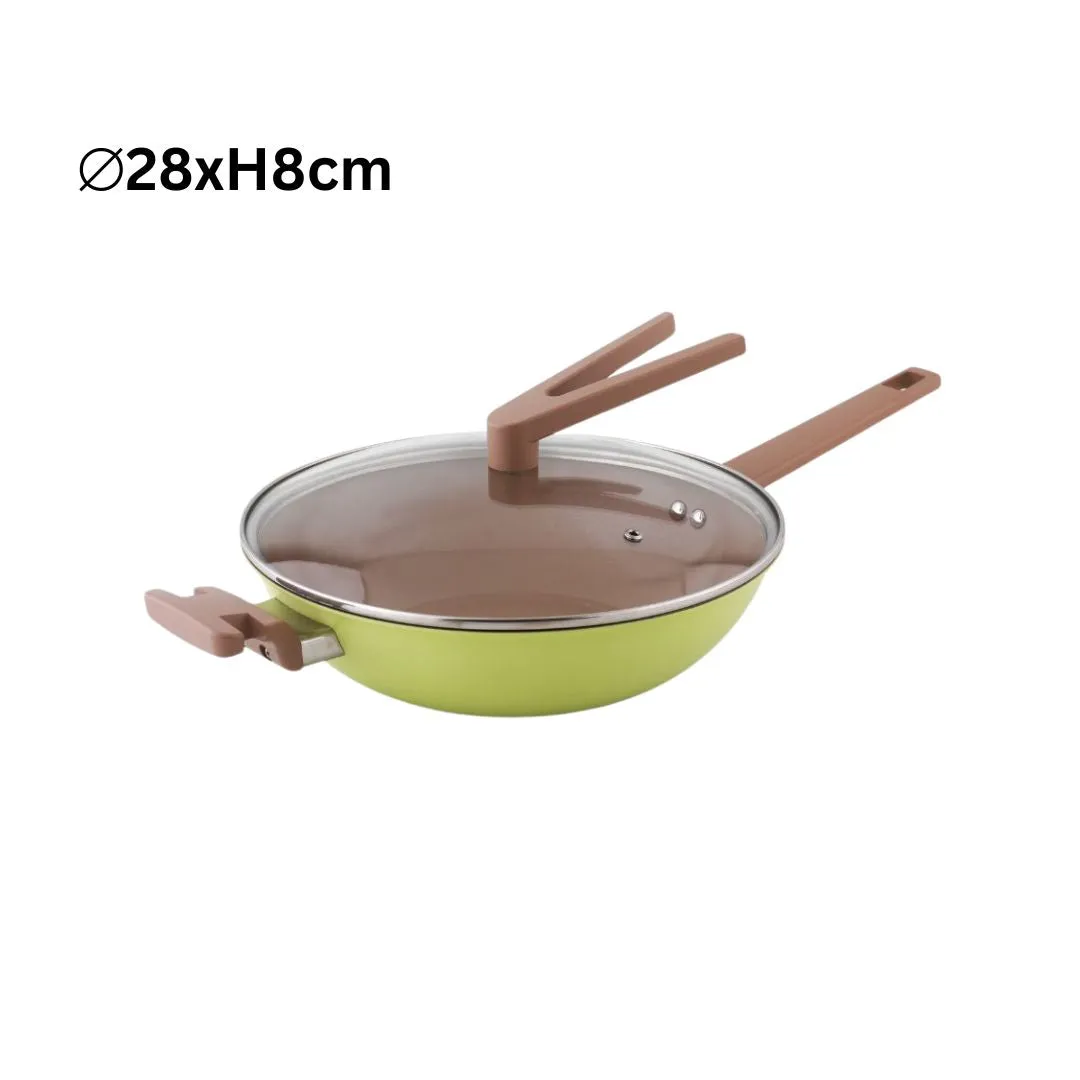 Safico Pro Aluminium Nonstick Ceramic Induction Usable Wokpan With Standable Handle