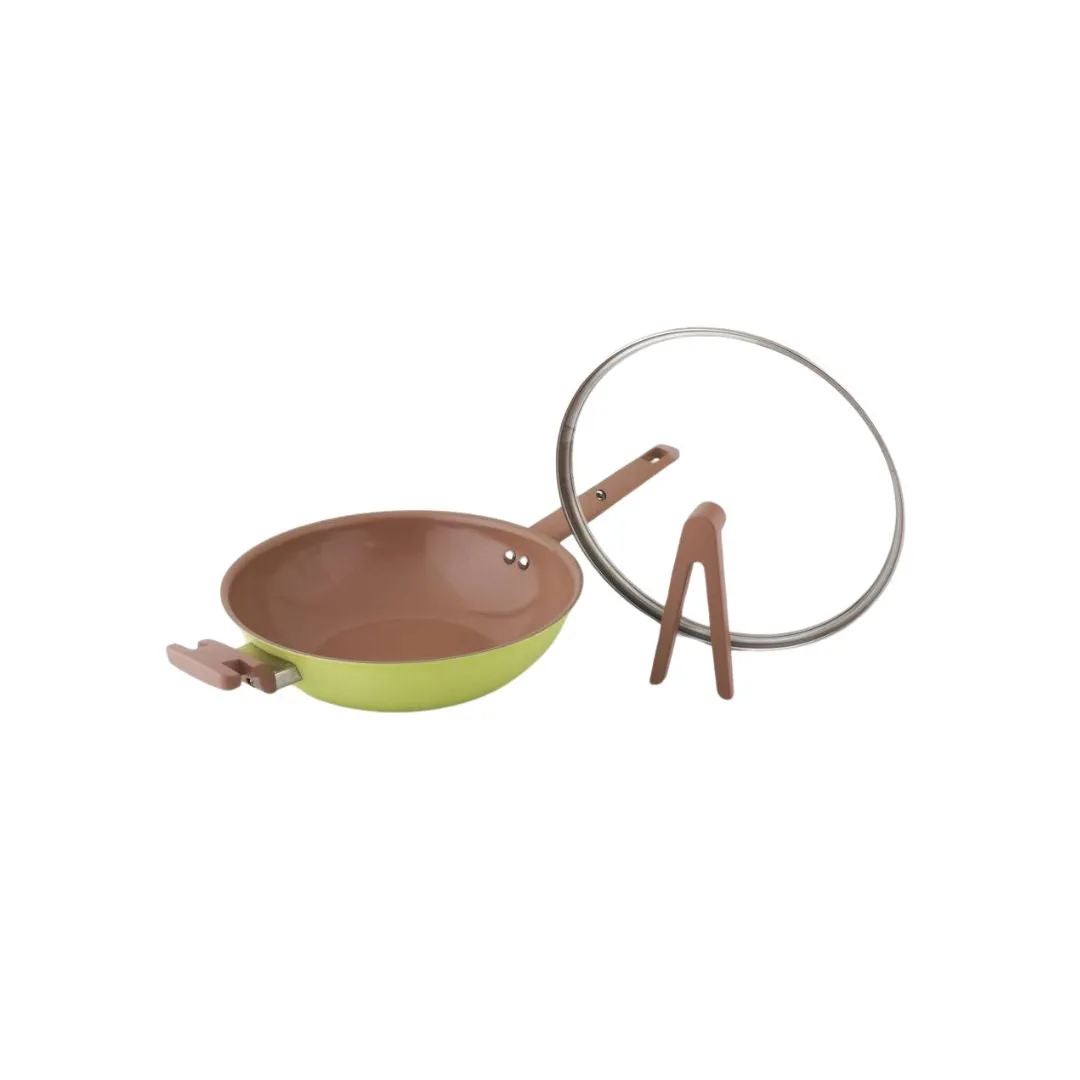Safico Pro Aluminium Nonstick Ceramic Induction Usable Wokpan With Standable Handle