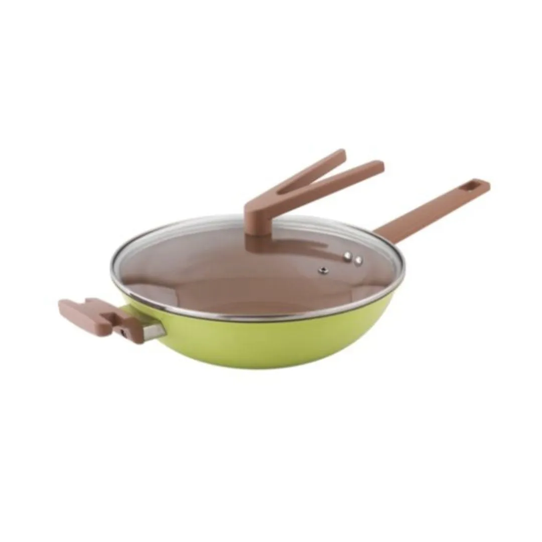 Safico Pro Aluminium Nonstick Ceramic Induction Usable Wokpan With Standable Handle