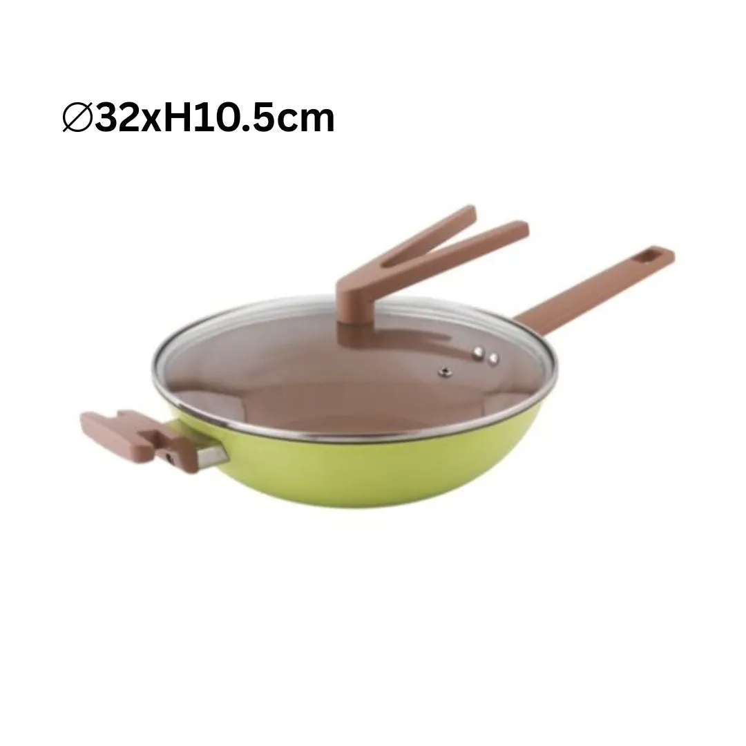 Safico Pro Aluminium Nonstick Ceramic Induction Usable Wokpan With Standable Handle