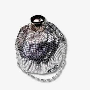 Sages Gala Purse Vintage-Style Gate-Top Scaled Beggar Purse for Dice, Jewelry, Cosmetics, Bag, Pouch (Silver)