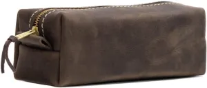 SAN TAN Handmade Genuine Leather Toiletry Bag Travel Dopp Kit ~ Made in the USA (Small, River Stone)