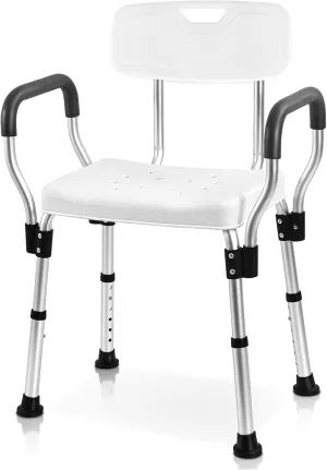 Sangohe Shower Chair for Inside Shower - Heavy Duty Shower Seat with Back - Height Adjustable Shower Chair for Bathtub with Arms for Handicap - FSA/HSA Eligible Shower Seats for Elderly, 796C