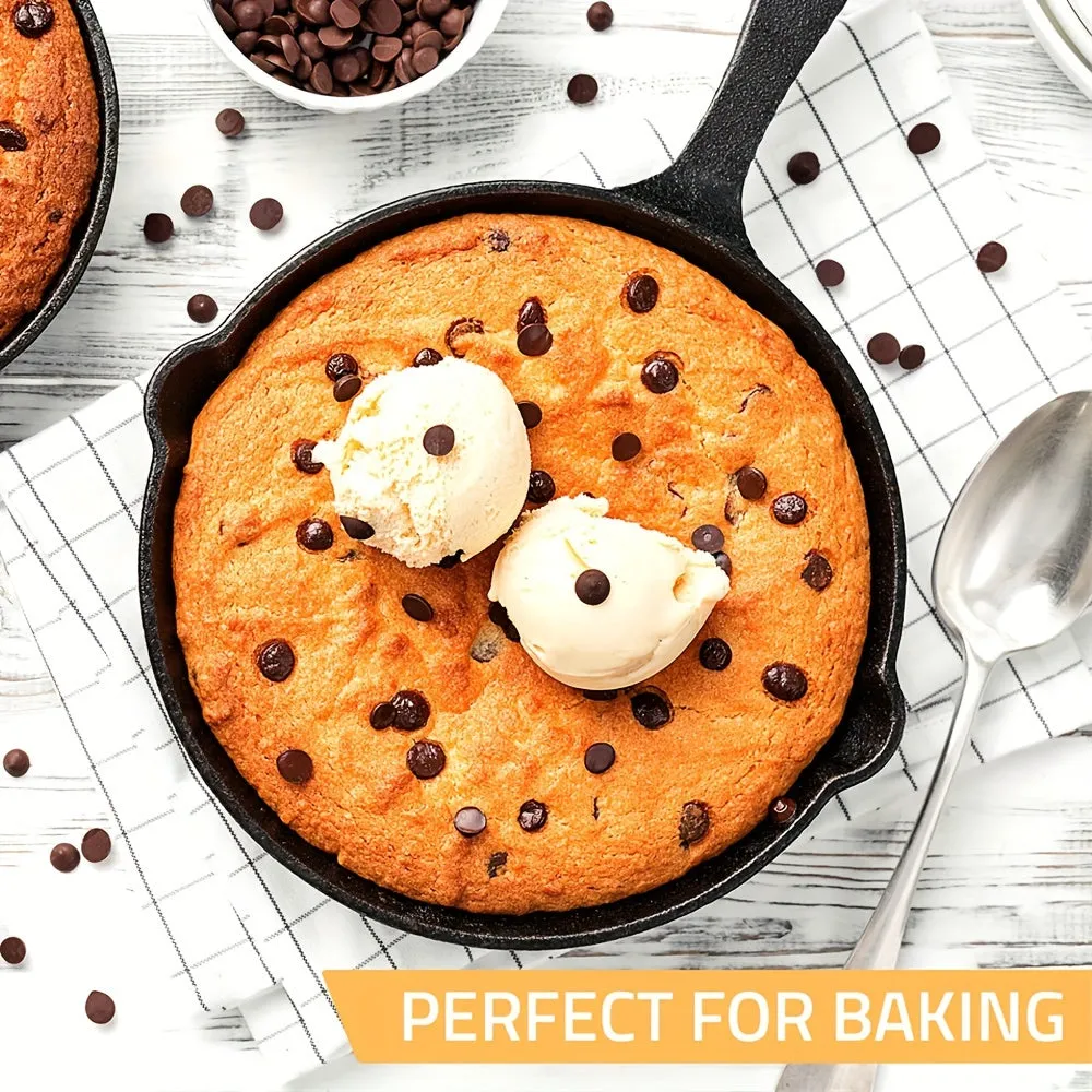 Saute Fry Pan - Pre-Seasoned Cast Iron Skillet Set 3-Piece - Nonstick Frying Pan 6 Inch, 8 Inch And 10 Inch Cast Iron Set