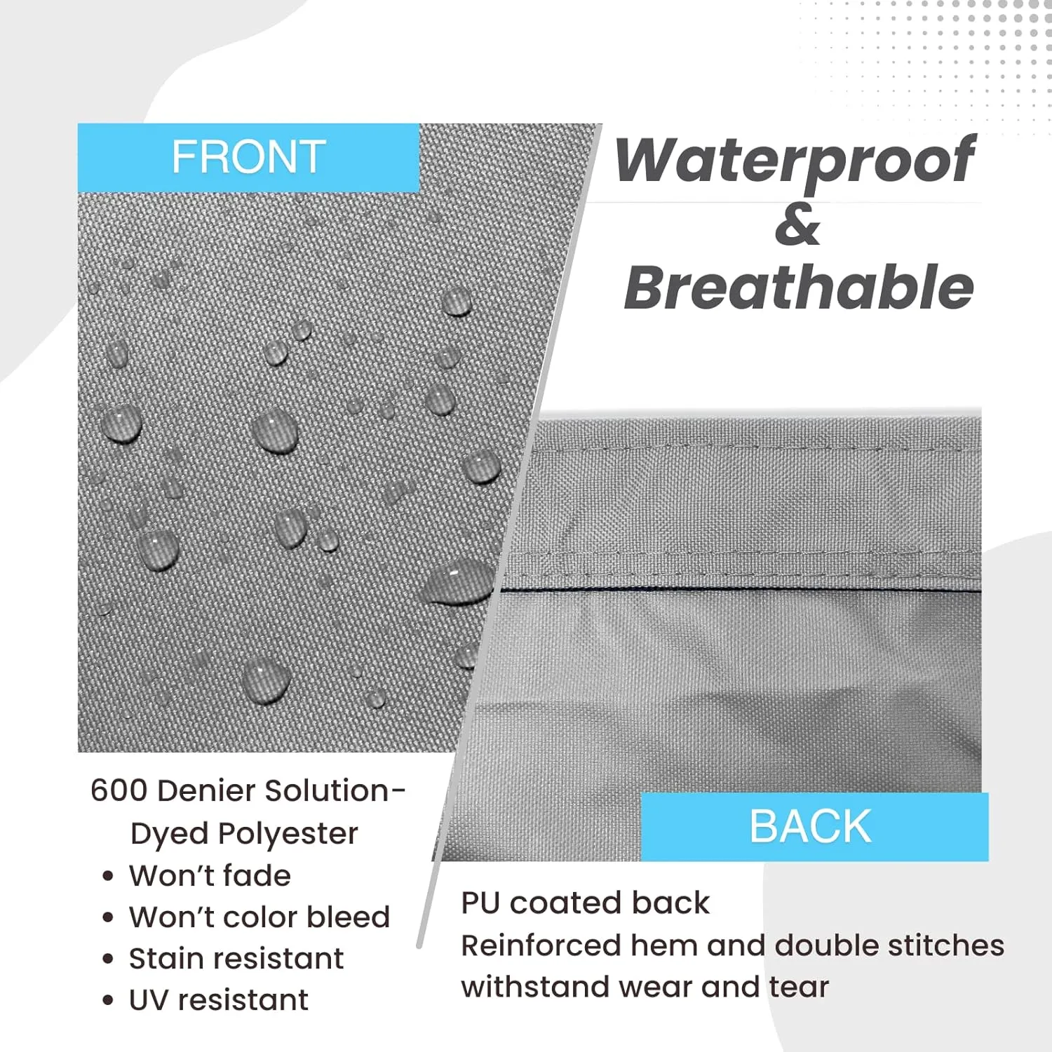 SavvyCraft Waterproof Mainsail Boom Cover, Heavy Duty 600D Sailboat Mainsail Cover UV Protection Weather-Resistant, Boom Length 11'-12' Gray