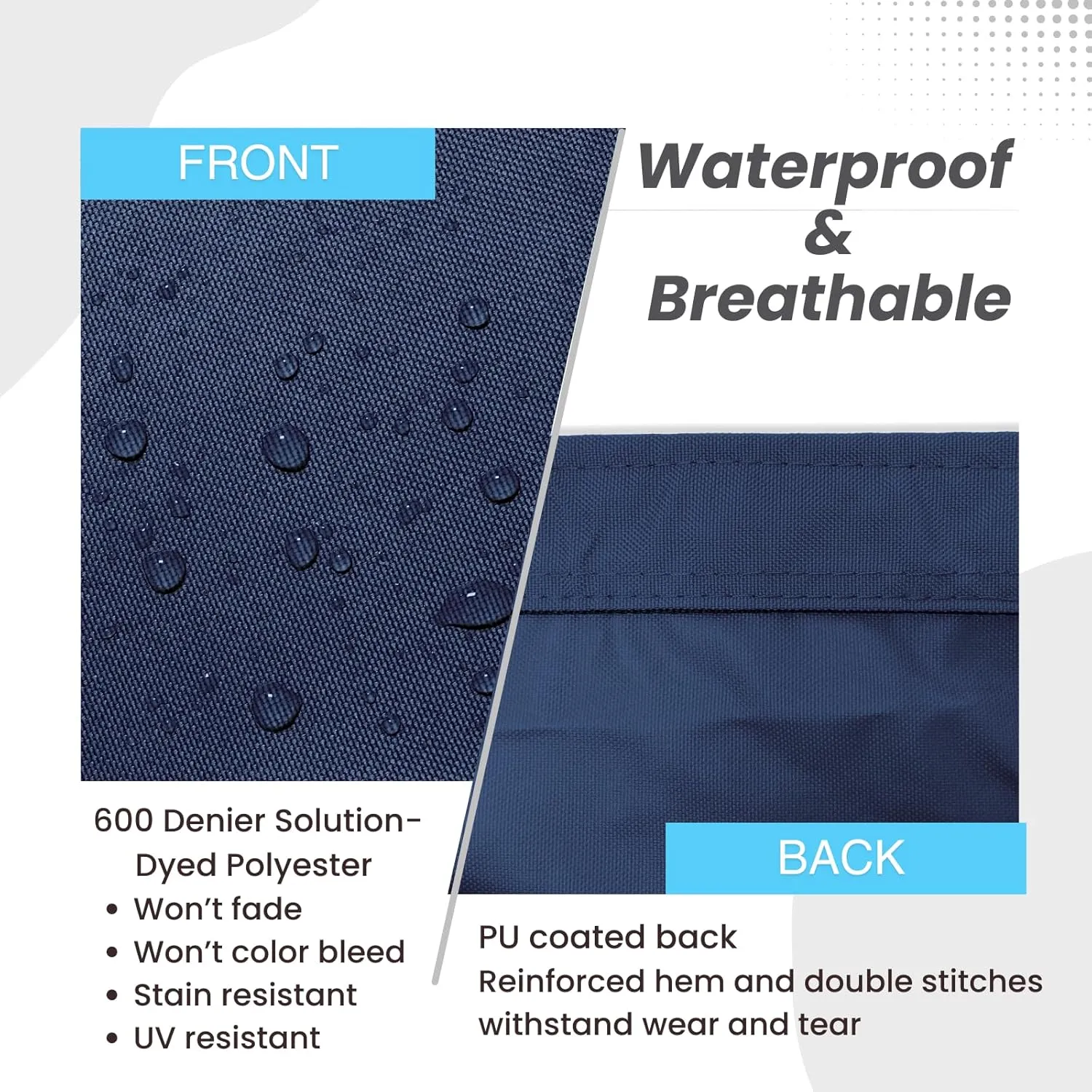 SavvyCraft Waterproof Mainsail Boom Cover, Heavy Duty 600D Sailboat Mainsail Cover UV Protection Weather-Resistant, Boom Length 9'-10' Navy