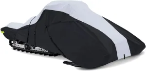 SBU Full Fitment Snowmobile Cover Compatible for The Arctic Cat M 8000 Mountain Cat ES 153model Years 2017-2019. 600 Denier Black and Gray, trailerable.