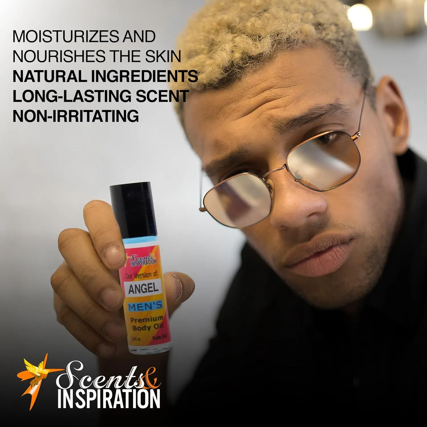 Scents & Inspiration Roll-On Fragrance Oil - Our Version of Angel for Men | Long Lasting & Alcohol-Free | Travel Size | Men's Fragrance Oil | 1/3 Fl. Oz